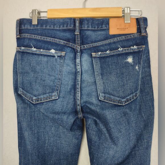 MOUSSY Vintage CHECOTAH SKINNY Distressed Dark Rinse Jeans Size 28 - Picture 14 of 16
